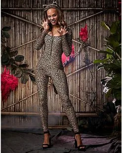 Spirit Halloween Adult Cheetah Catsuit Costume