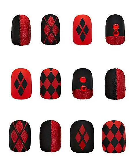 Spirit Halloween Kids Harley Quinn Press On Nails - DC Comics 3 Spirit Halloween Kids Harley Quinn Press On Nails - DC Comics