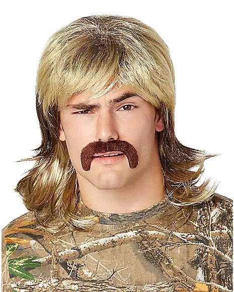 Spirit Halloween Blond Mullet Wig With Mustache 3 Spirit Halloween Blond Mullet Wig With Mustache