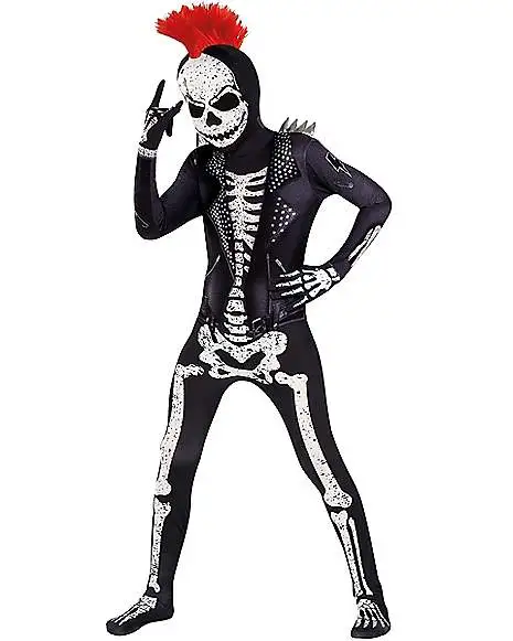 Spirit Halloween Kids Punk Skeleton Skin Suit Costume 3 Spirit Halloween Kids Punk Skeleton Skin Suit Costume