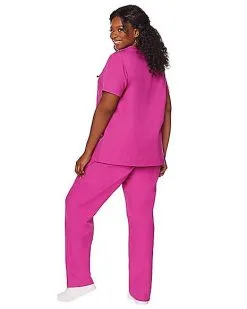 Spirit Halloween Adult Magenta Medical Scrubs Costume -Costume Themes Shop 01525971 c