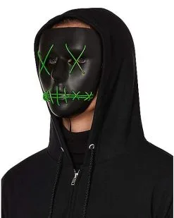 Spirit Halloween Light Up EL Wire Green Stitched Black Half Mask 7 Spirit Halloween Light Up EL Wire Green Stitched Black Half Mask -Costume Themes Shop 01548692 d