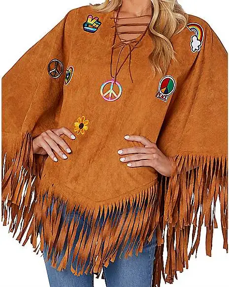 Spirit Halloween Adult Free Spirit Poncho Hippie Costume 5 Spirit Halloween Adult Free Spirit Poncho Hippie Costume - Image 3