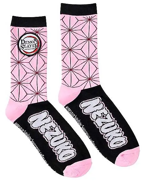 Spirit Halloween Nezuko Kamado Crew Socks - Demon Slayer 3 Spirit Halloween Nezuko Kamado Crew Socks - Demon Slayer