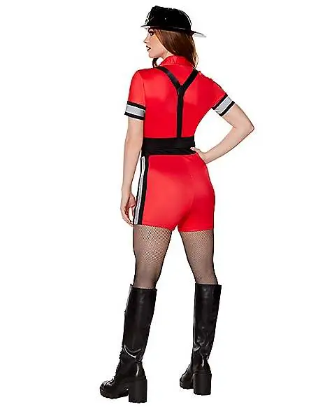 Spirit Halloween Adult Firefighter Romper Costume 4 Spirit Halloween Adult Firefighter Romper Costume - Image 2