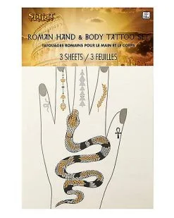 Spirit Halloween Roman Hand And Body Tattoos -Costume Themes Shop 01567072 e