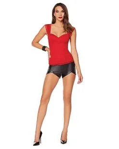 Spirit Halloween Adult Red Lace Cap Sleeve Corset 7 Spirit Halloween Adult Red Lace Cap Sleeve Corset -Costume Themes Shop 01572684 c