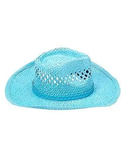 Spirit Halloween Blue Straw Cowboy Hat -Costume Themes Shop 01573013 f