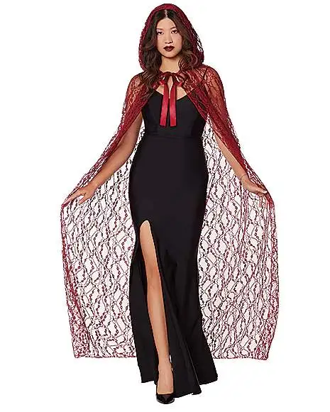 Spirit Halloween Adult Burgundy Lace Cape 3 Spirit Halloween Adult Burgundy Lace Cape