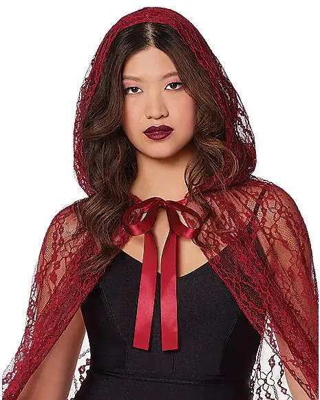 Spirit Halloween Adult Burgundy Lace Cape 5 Spirit Halloween Adult Burgundy Lace Cape - Image 3