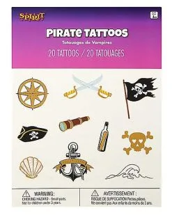 Spirit Halloween Pirate Temporary Tattoos -Costume Themes Shop 01580620 d