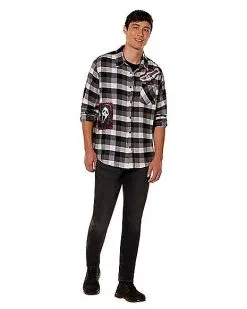 Spirit Halloween Adult Ghost Face Flannel Shirt 7 Spirit Halloween Adult Ghost Face Flannel Shirt -Costume Themes Shop 01587112 c