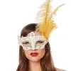 Spirit Halloween Gold Feather And Lace Eye Half Mask -Costume Themes Shop 01587898 a