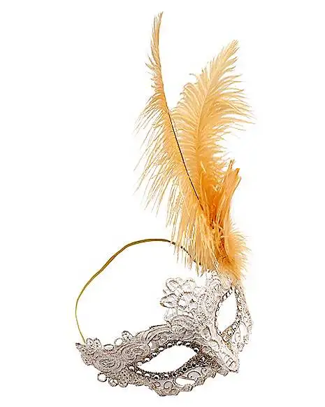 Spirit Halloween Gold Feather And Lace Eye Half Mask 7 Spirit Halloween Gold Feather And Lace Eye Half Mask - Image 5