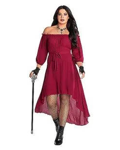 Spirit Halloween Adult Burgundy Peasant Dress -Costume Themes Shop 01589266 c