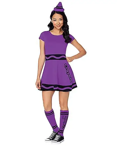 Spirit Halloween Adult Vivid Violet Crayon Dress Costume - Crayola 3 Spirit Halloween Adult Vivid Violet Crayon Dress Costume - Crayola