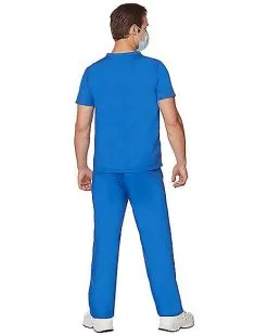 Spirit Halloween Adult Blue Medical Scrubs Costume -Costume Themes Shop 07574312 d