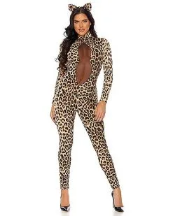 Spirit Halloween Sexy Cat Jumpsuit And Headband -Costume Themes Shop 07649213 b